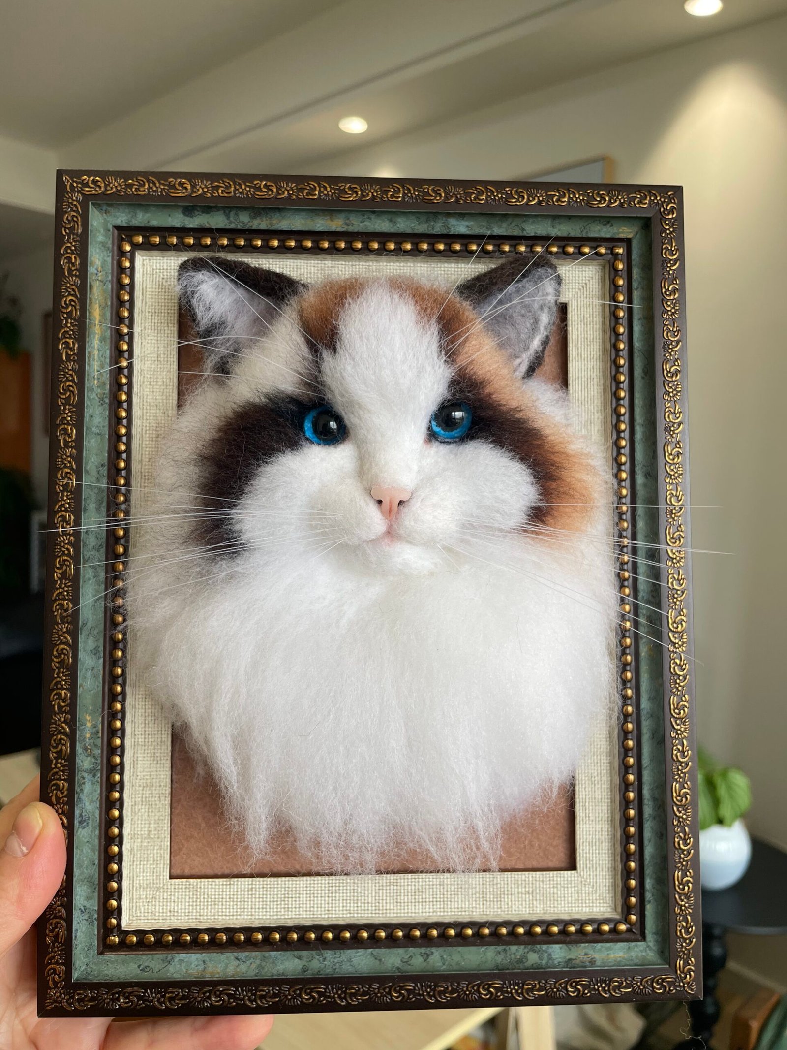 Wool Felt Ragdoll Cat Portrait